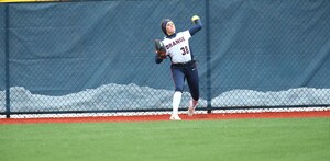In game two, junior outfielder Kelsey Johnson knocked in SU's only run. 